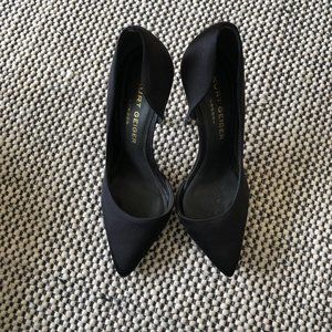 Kurt Geiger black satin stiletto heels